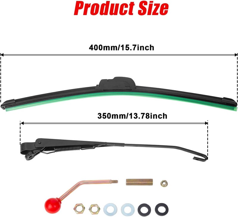 OFIG UTV Wiper Kit Hand Operated Manual Windshield Wiper Kit Compatible with Polaris Ranger RZR Can Am Maverick X3 Commander Defender Pioneer Golf Cart - Image 2